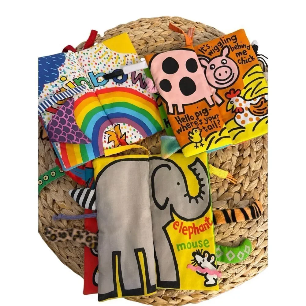 Bundle Lot of Three (3) Jelly Cat Soft Activity Book: Jungly Tails Farm Tails